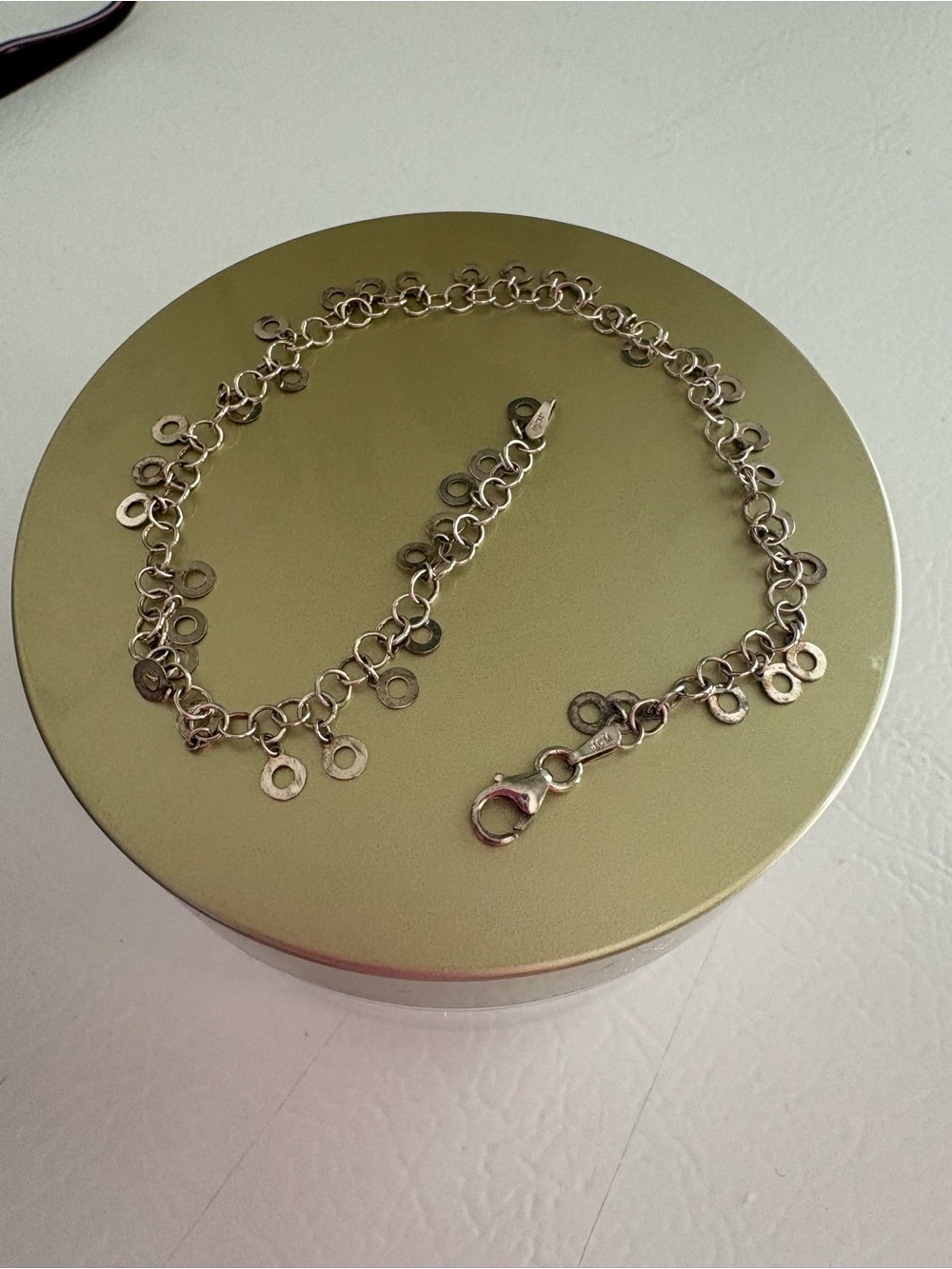 Anklet Silver Dangle Circle Chain